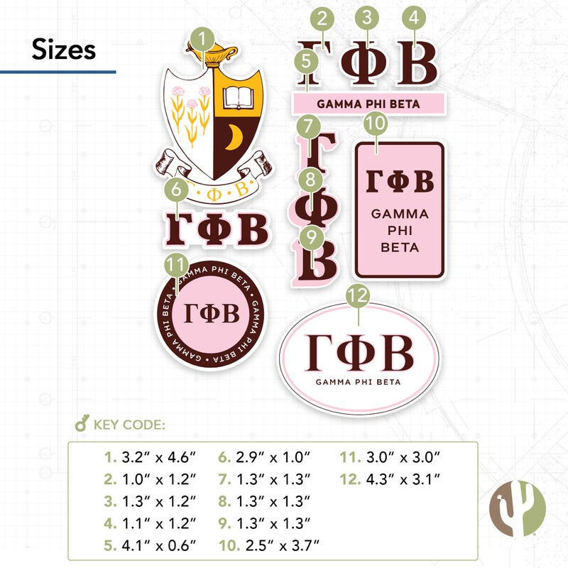 Desert Cactus Gamma Phi Beta Standard Sticker Sheet Decal Laptop Water Bottle Car (Full - Standard) - Image 3